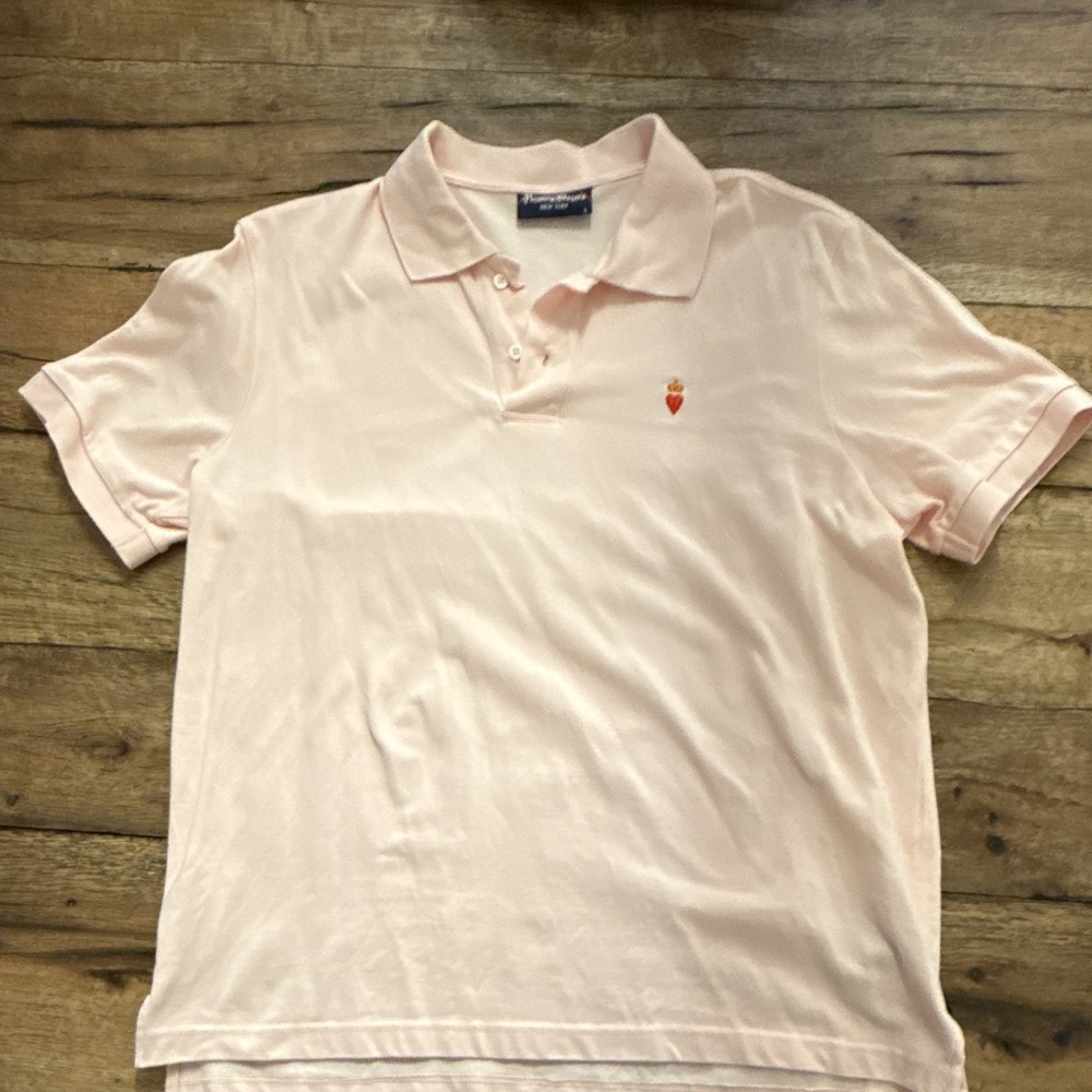 Rowing Blazers Pink Solid Embroidered Heart Polo Shirt Short Sleeve Men L